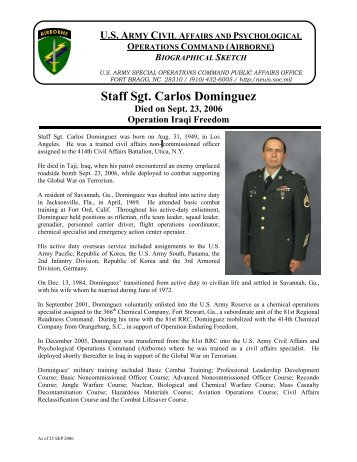 SSG Carlos Dominguez - U.S. Army Special Operations Command