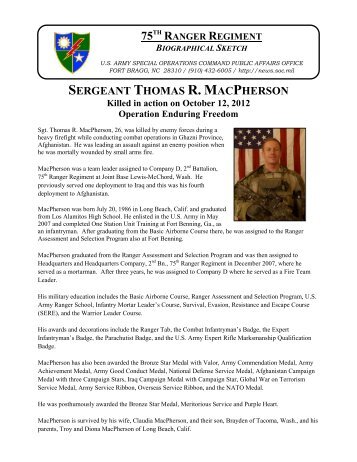 SGT Thomas R. MacPherson - U.S. Army Special Operations ...