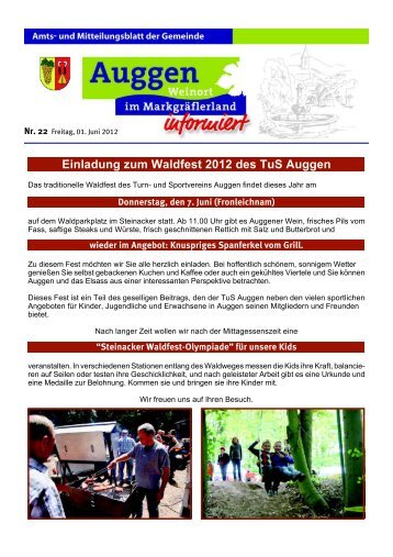 Einladung zum Waldfest 2012 des TuS Auggen