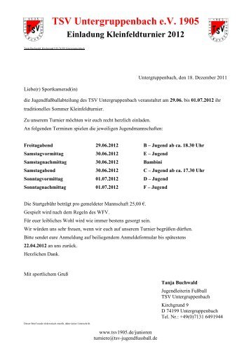 TSV Untergruppenbach eV 1905 Einladung ... - SV Rommelsbach