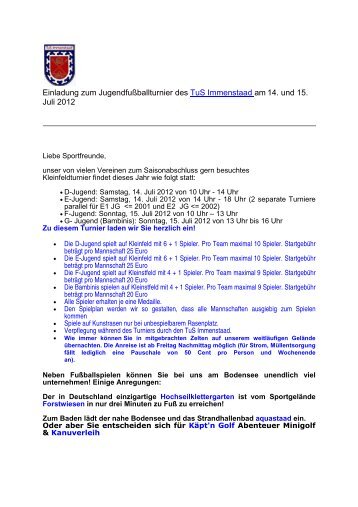 Einladung zum Jugendfußballturnier des TuS ... - SV Rommelsbach