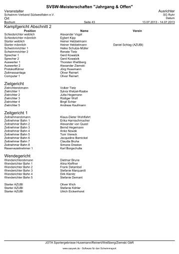 SVSW-Meisterschaften "Jahrgang & Offen" - Schwimm-Verband ...