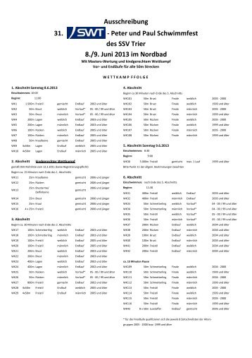 Ausschreibung 31. - Peter und Paul Schwimmfest des SSV ... - DSV