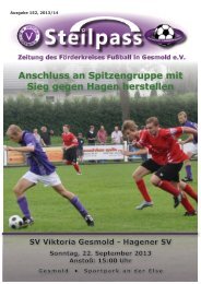 Steilpass Zeitung des Förderkreises Fußball in Gesmold eV