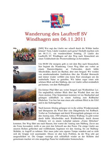 Wanderung des Lauftreff SV Windhagen am 06.11.2011