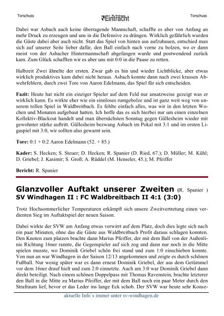 Stadionzeitung - SV Windhagen