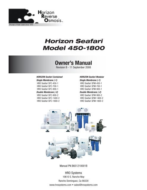 Horizon Seafari Model 450-1800 Owner's Manual - Zanshin