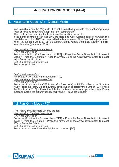 Climma Vega MKII Panel manual - Zanshin