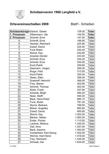 OrtsvereinsschieÃen 2009 - SV66 Lengfeld