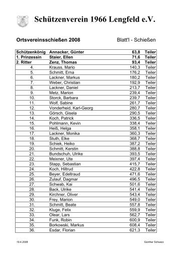 OrtsvereinsschieÃen 2008 - SV66 Lengfeld