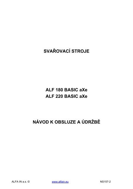 NÃ¡vod k obsluze pro ALF 180-220 BASIC aXe - Alfa in