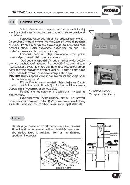 Å¡tÃ­paÄka na dÅevo hsp-320/8 nÃ¡vod k obsluze