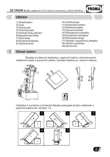 Å¡tÃ­paÄka na dÅevo hsp-320/8 nÃ¡vod k obsluze