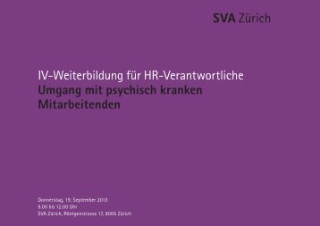 123 IV-Weiterbildung fÃ¼r HR-Verantwortliche Umgang ... - SVA ZÃ¼rich