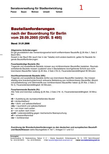 Bauteilanforderungen nach neuer Bauordnung fÃ¼r Berlin - Stand ...