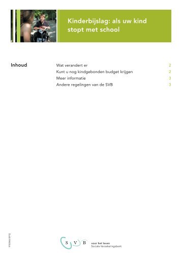 Kinderbijslag: als uw kind stopt met school (pdf, 500 kB) - Svb