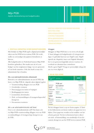 Mijn PGB: digitale dienstverlening voor budgethouders (pdf ... - Svb
