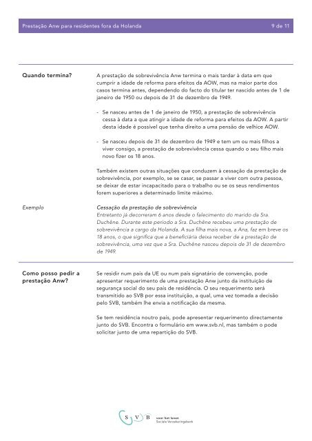 PrestaÃ§Ã£o Anw para residentes fora da Holanda - Svb