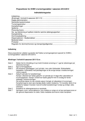 Propositioner for SVBK's turneringsrÃ¦kker i sÃ¦sonen 2012/2013 ...