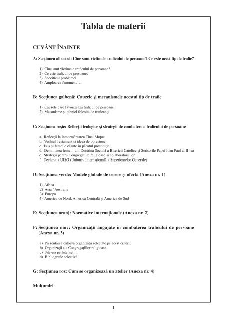 Tabla De Materii Jpicformation