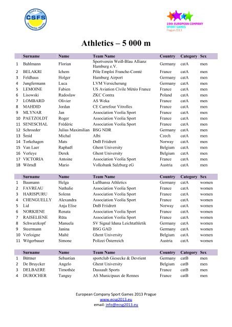 5000 m - European company sport games