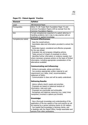 P2 Syllabus 2010 - The Joint Examination Board