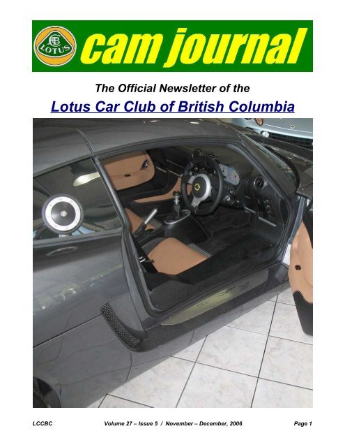 Volume 27, Issue 05 Nov-Dec - Lotus Car Club of British Columbia