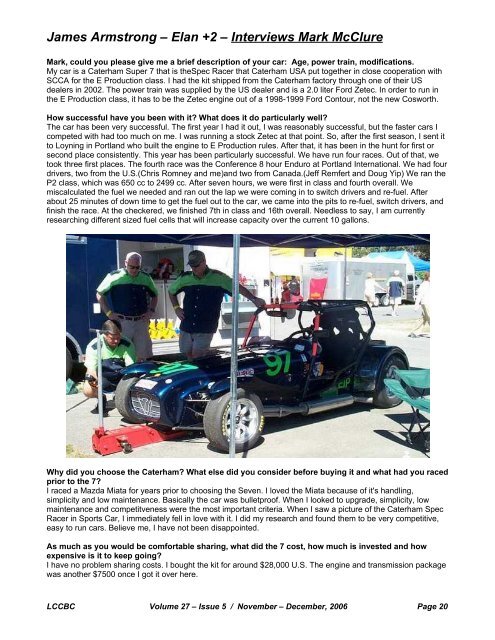 Volume 27, Issue 05 Nov-Dec - Lotus Car Club of British Columbia