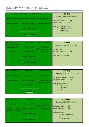 Saison 1997 / 1998 â 1. Kreisklasse