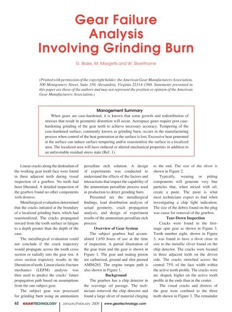 Gear Failure Analysis Involving Grinding Burn - Gear Technology ...