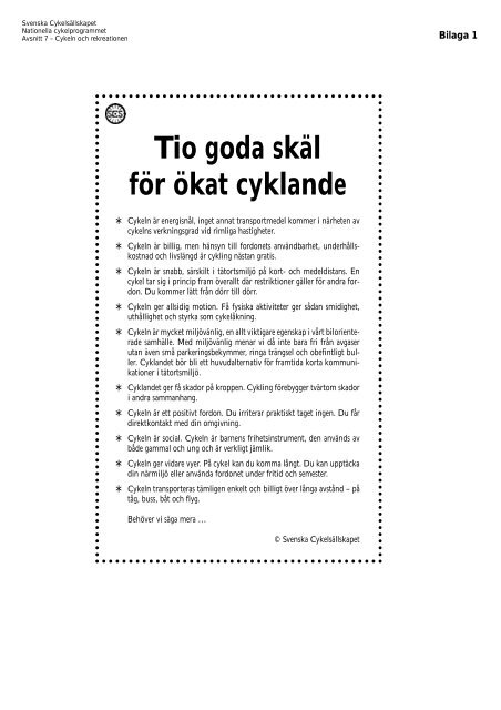 Cykeln och rekreationen - Svenska cykelsÃ¤llskapet