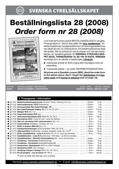 BestÃ¤llningslista 28 (2008) Order form nr 28 (2008) - Svenska ...