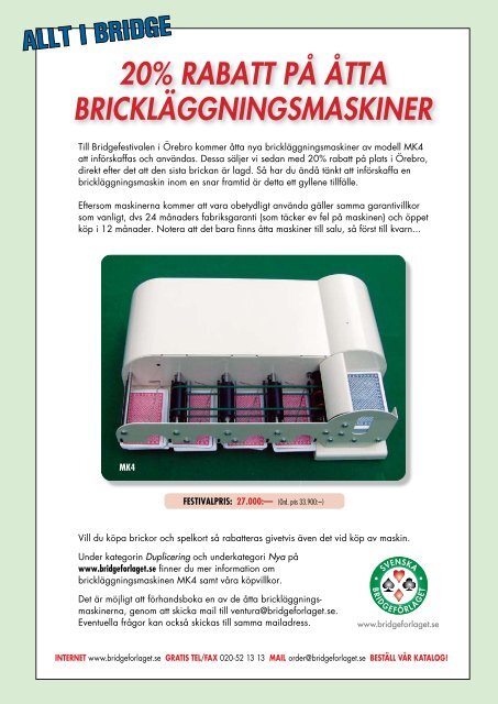 Bulletin 6 torsdag - FÃ¶rbundet Svensk Bridge