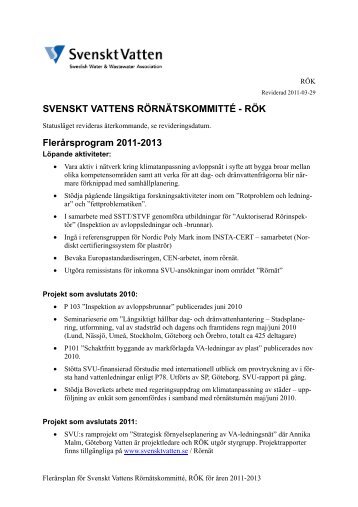 RÃK FlerÃ¥rsprogram 2011-2013 - Svenskt Vatten