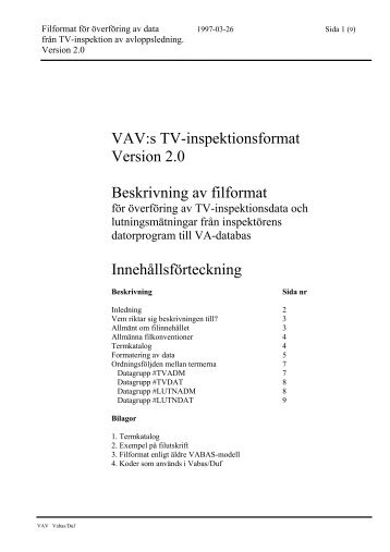 VAV:s TV-inspektionsformat Version 2.0 ... - Svenskt Vatten