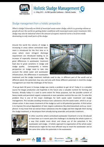 Sludge management from a holistic perspective - Svenskt Vatten
