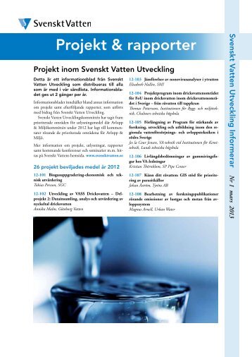SVUs informationsblad, nr 1 2013 - Svenskt Vatten