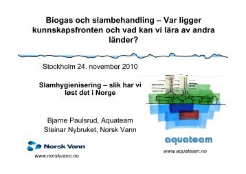 Biogas och slambehandling â Var ligger kkfthdki lÃ¤ ... - Svenskt Vatten