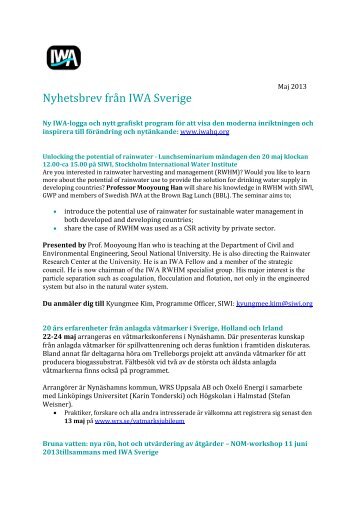 Nyhetsbrev Maj 2013.docx - Svenskt Vatten