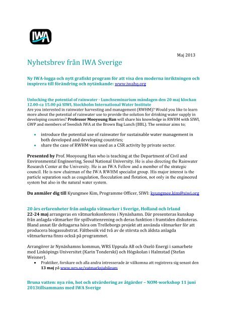 Nyhetsbrev Maj 2013.docx - Svenskt Vatten