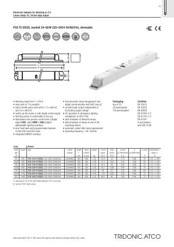 PCA T5 EXCEL one4all 24â80 W 220â240 V 50/60/0 Hz, dimmable