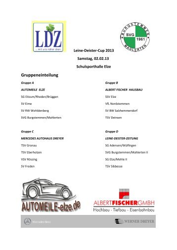 Gruppeneinteilung - SVG Burgstemmen