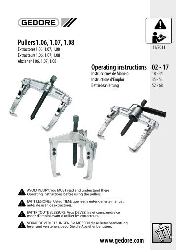 Operating instructions Pullers 1.06, 1.07, 1.08 02 - 17 www.gedore ...