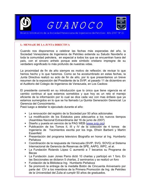 Guanoco No 21 - Sociedad Venezolana de Ingenieros de Petroleo