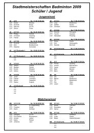 Zeitplan Badminton Stadtmeisterschaften 2009