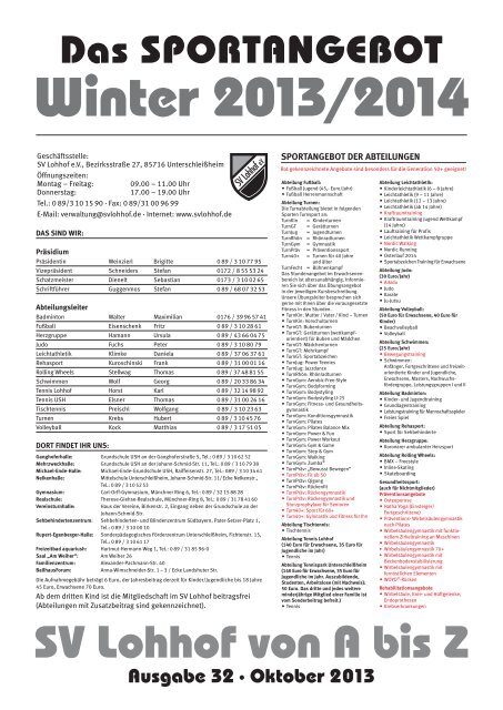 Winter 2013/2014 (PDF) - SV Lohhof