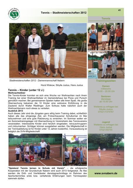 www.svnabern.de Tennis Tennis - Aktive