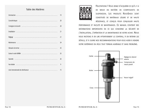 1999 SID Rear Shock Owner's Manual - Fahrrad Kaiser Gmbh