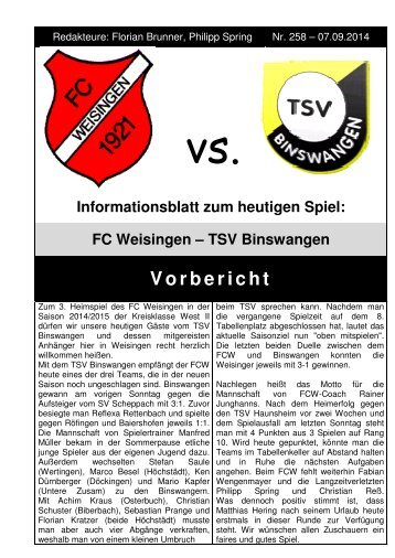 FCW Blättle - Binswangen 07.09.14