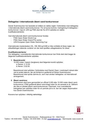 Deltagelse i internationale Ã¥bent vand konkurrencer - Dansk ...